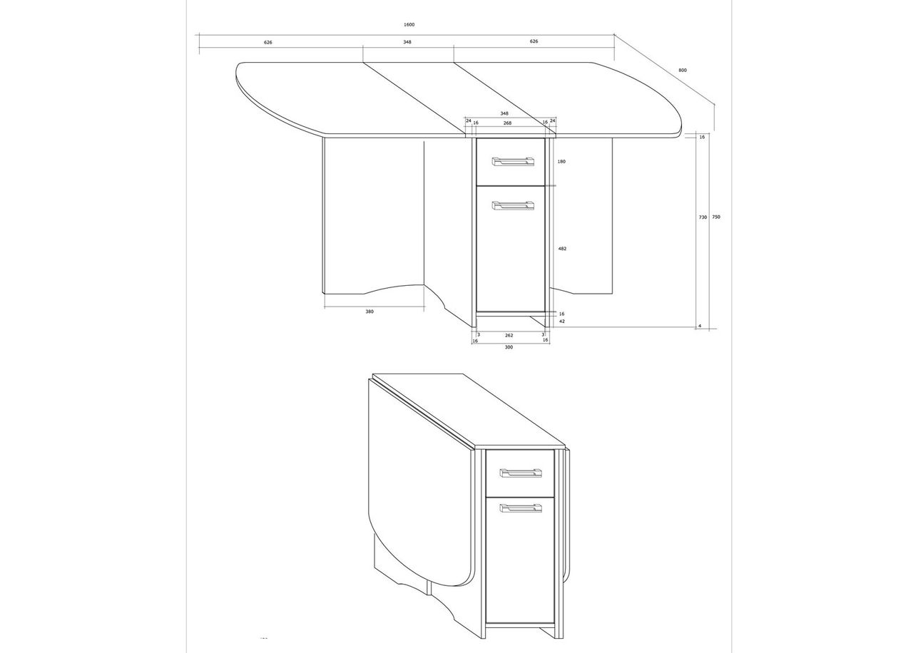 Klapplaud Conna 80x100-160 cm suurendatud