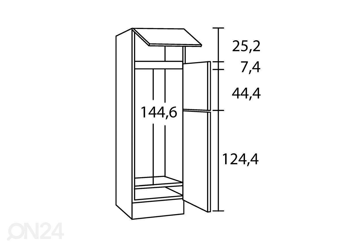 Kõrge köögikapp Zamora 60 cm suurendatud