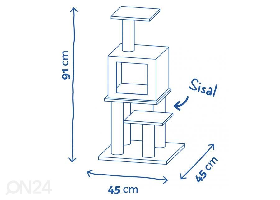 Kraapimispost Angele 45x45x91 cm beež suurendatud