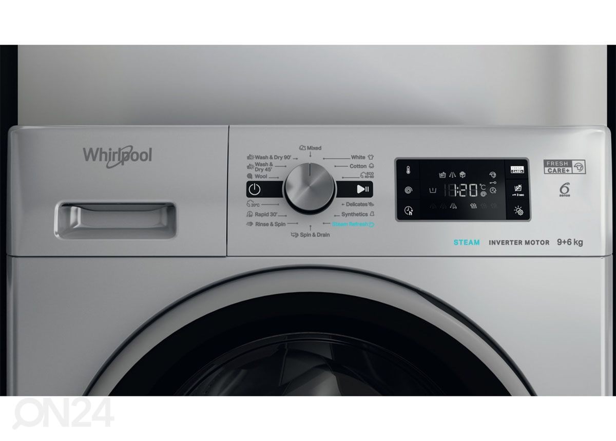 Kuivatiga pesumasin Whirlpool FFWDB964369SBSVEE hõbedane suurendatud