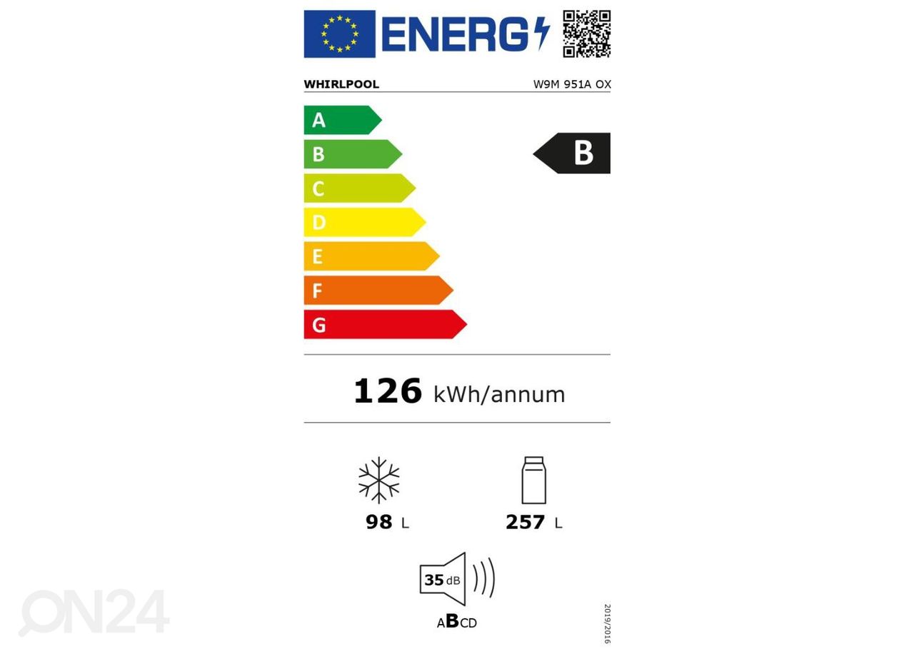 Külmik Whirlpool W9M951AOX suurendatud