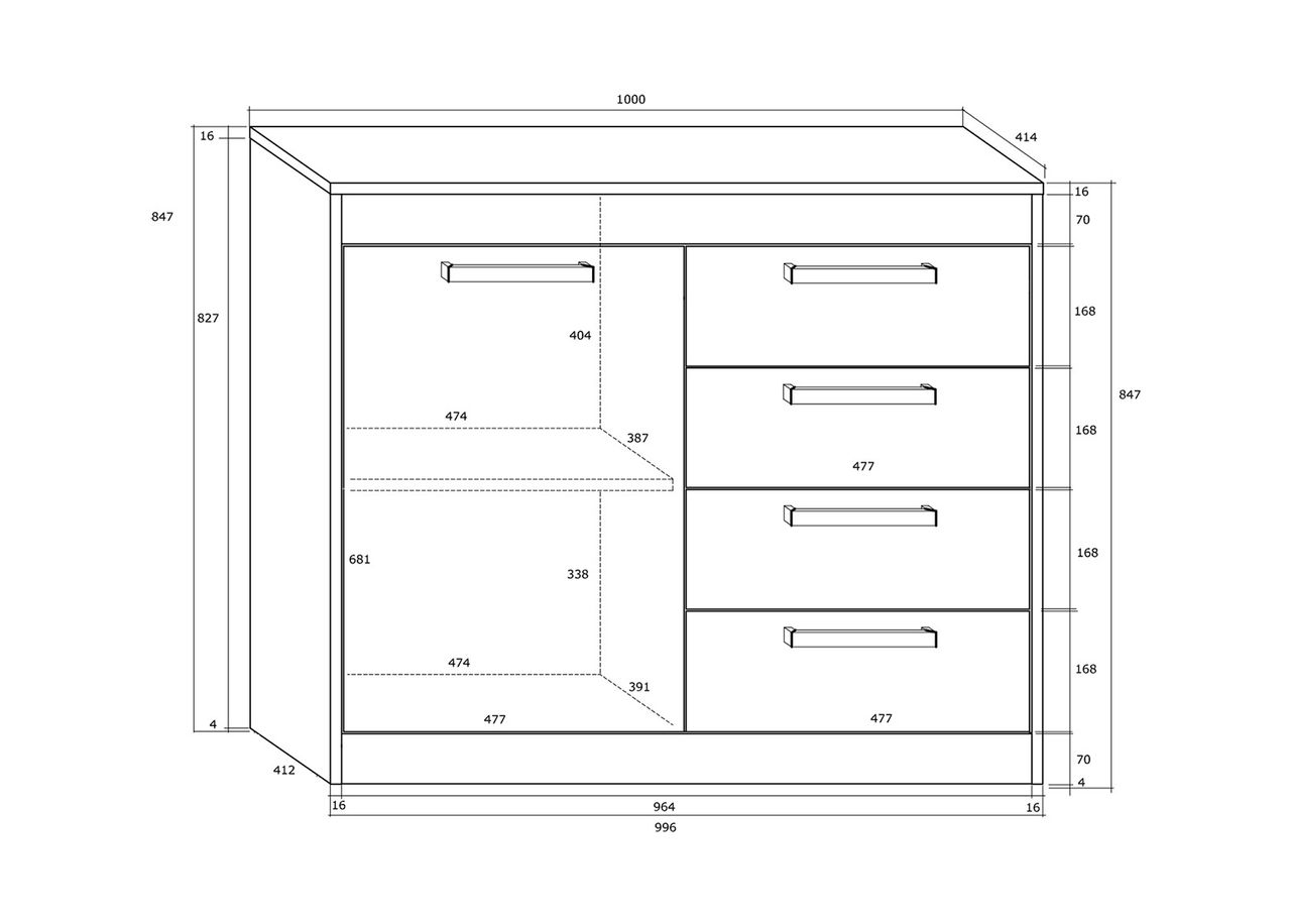 Kummut 100 cm suurendatud