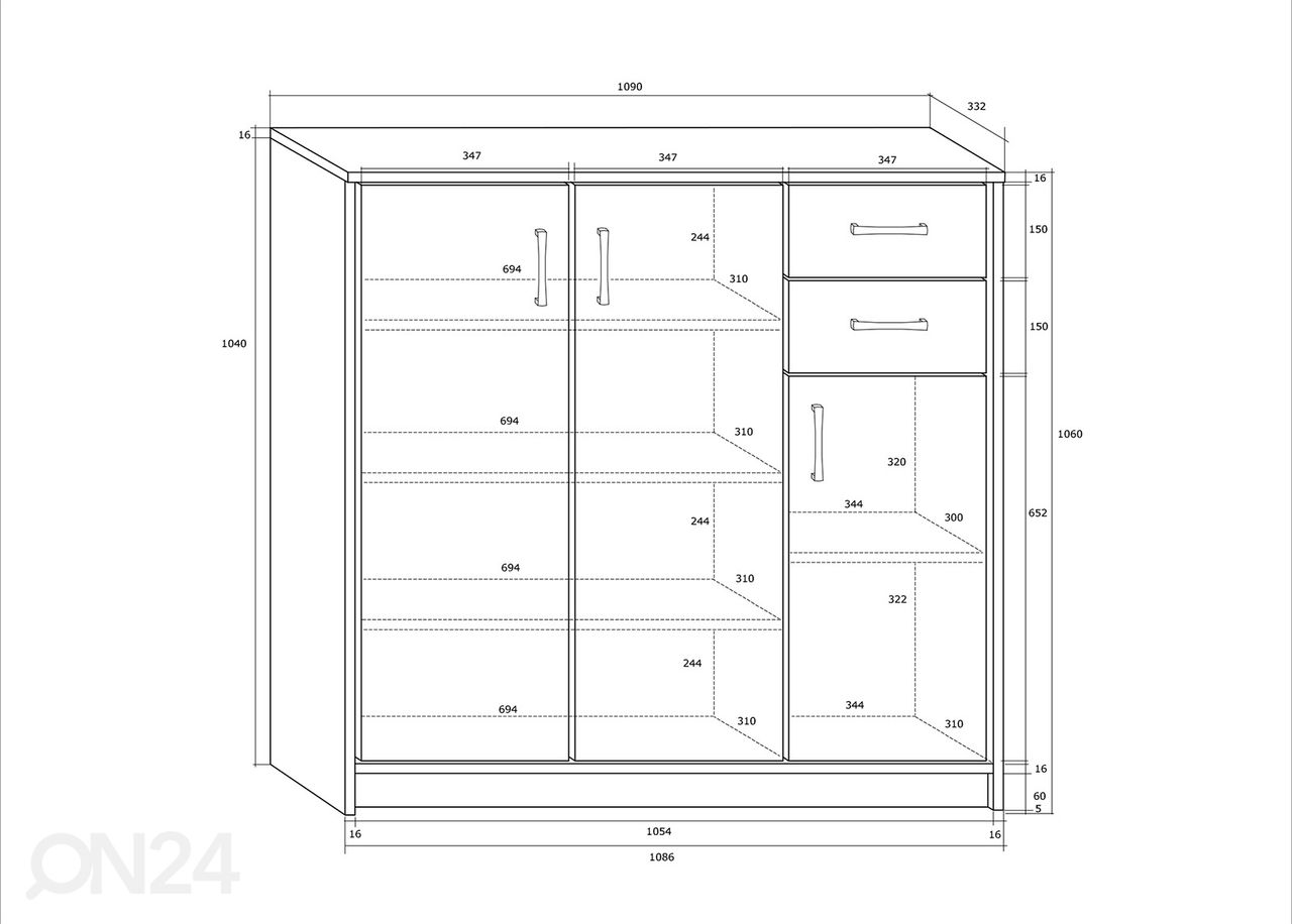 Kummut 109 cm suurendatud