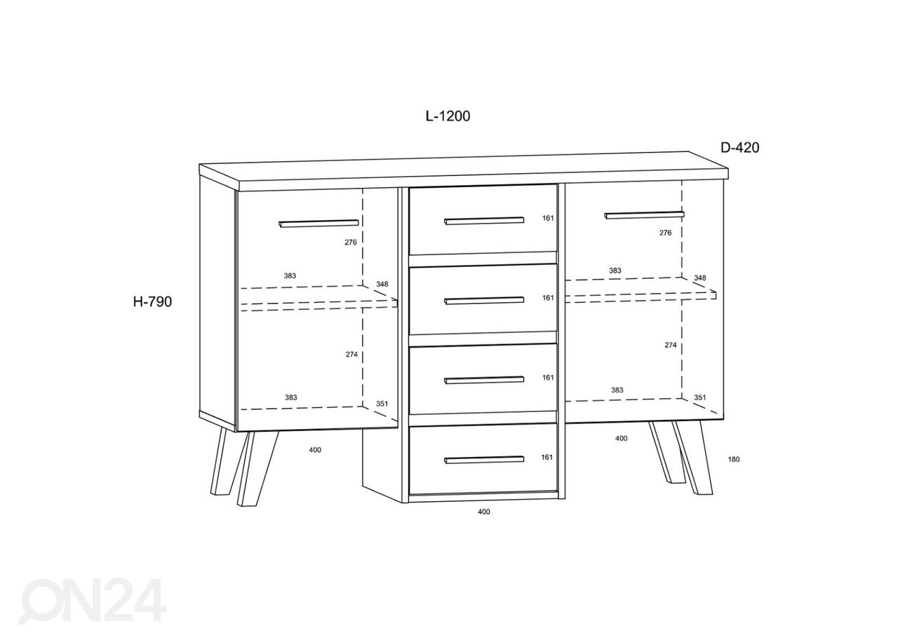 Kummut 120 cm suurendatud