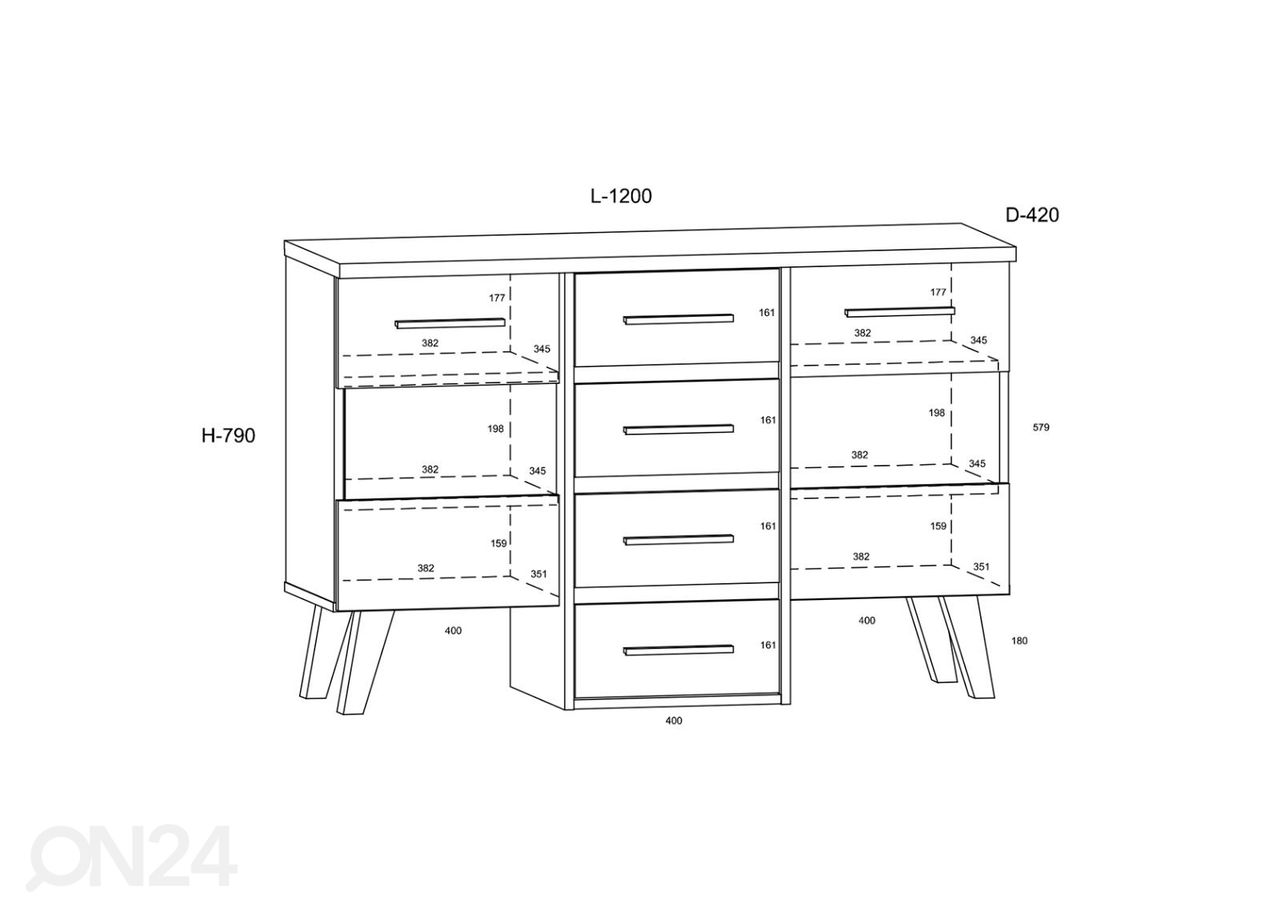 Kummut 120 cm suurendatud