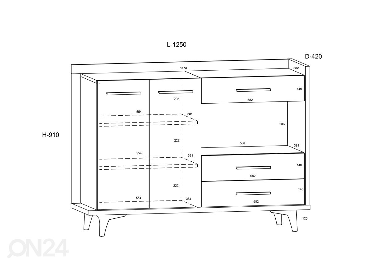 Kummut 125 cm suurendatud