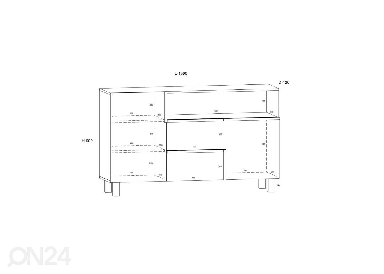 Kummut 150 cm suurendatud