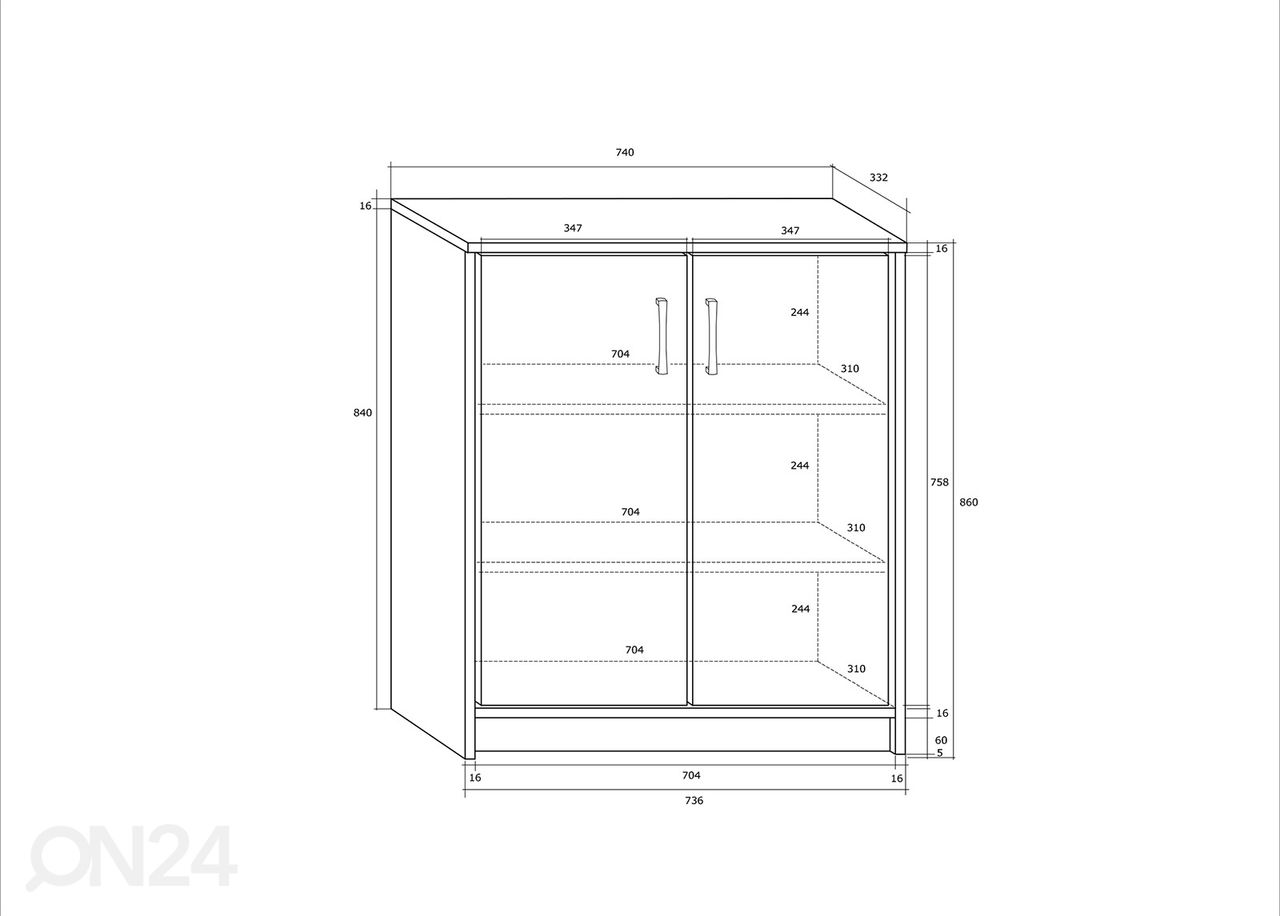 Kummut 74 cm suurendatud