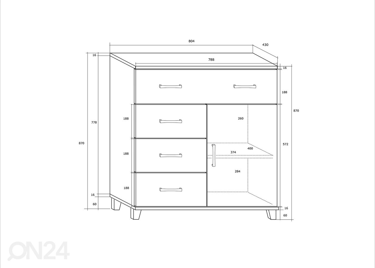 Kummut 80 cm suurendatud