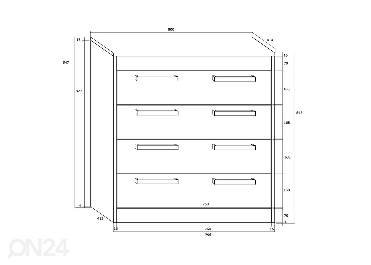 Kummut 80 cm suurendatud