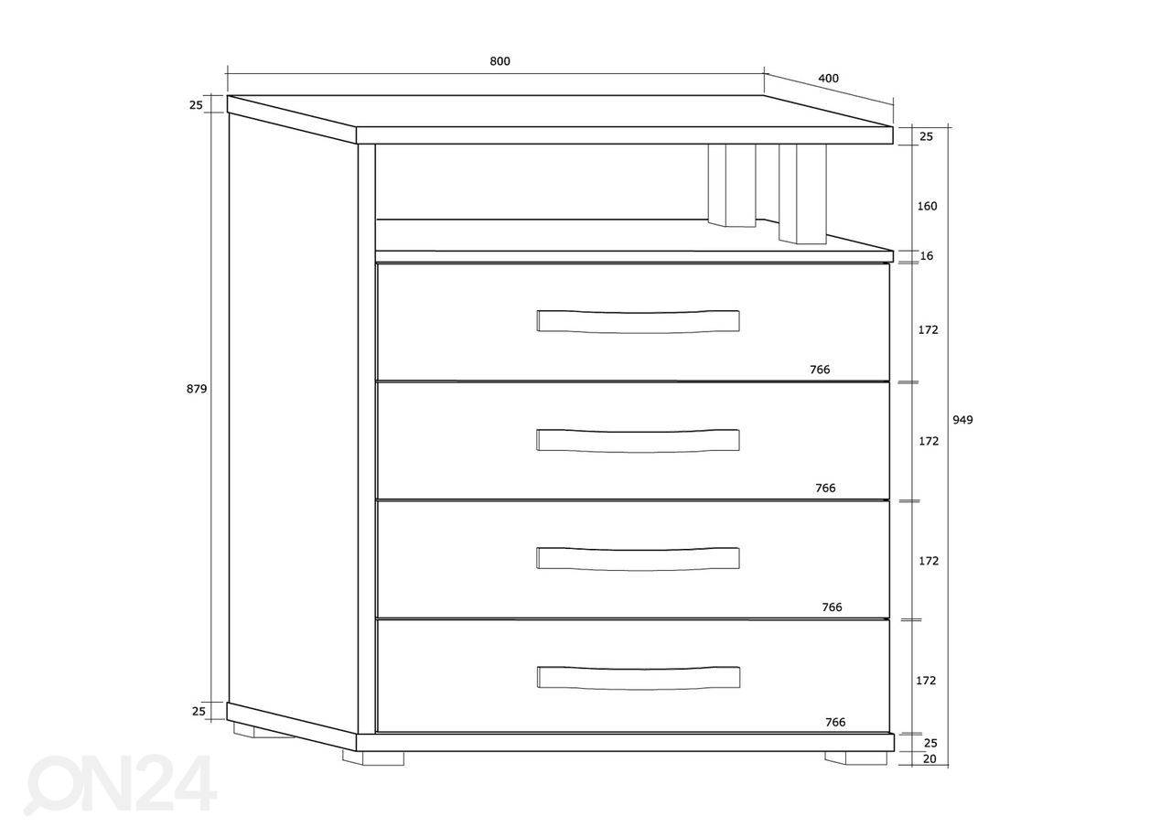 Kummut 80 cm suurendatud