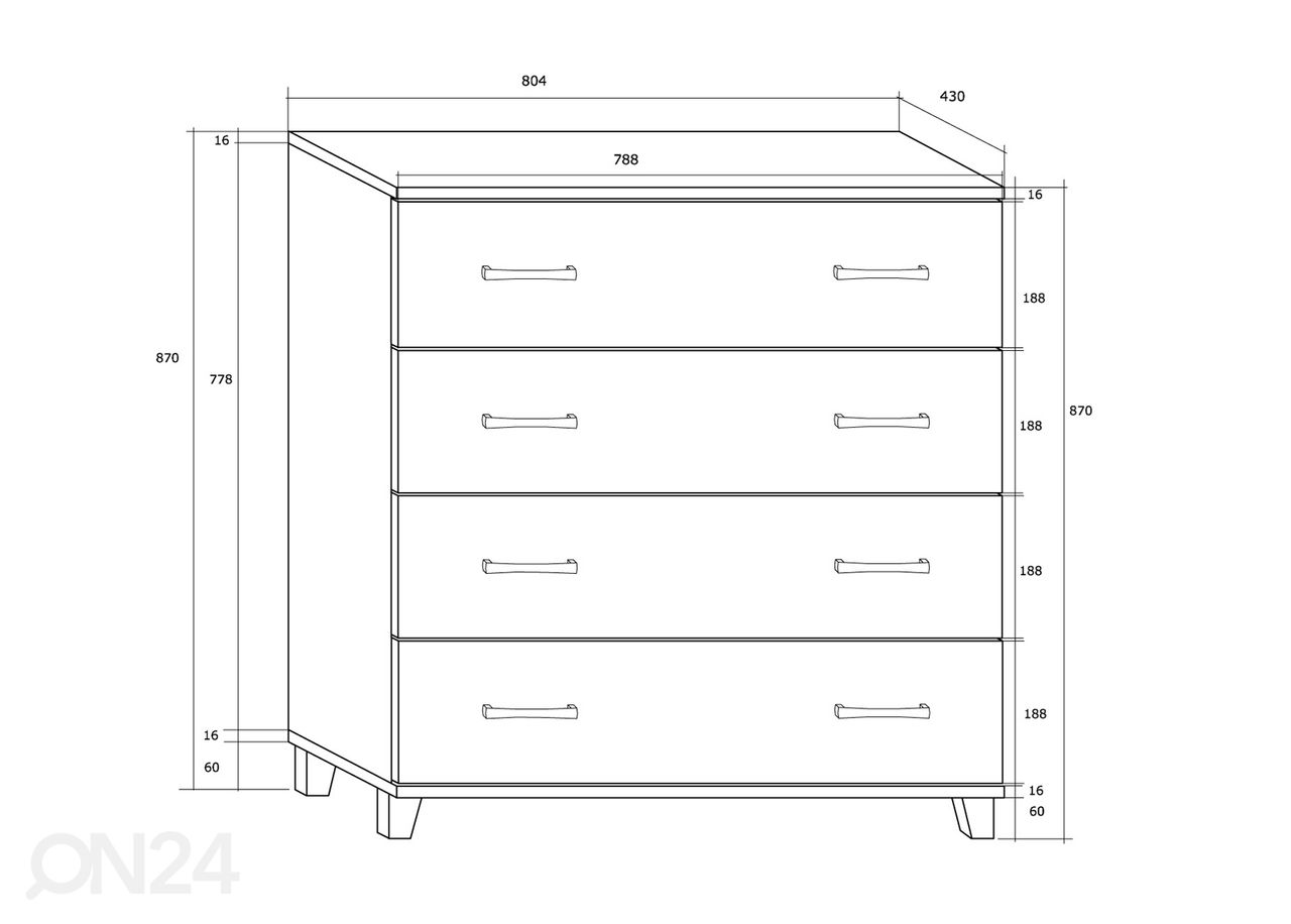 Kummut 81 cm suurendatud