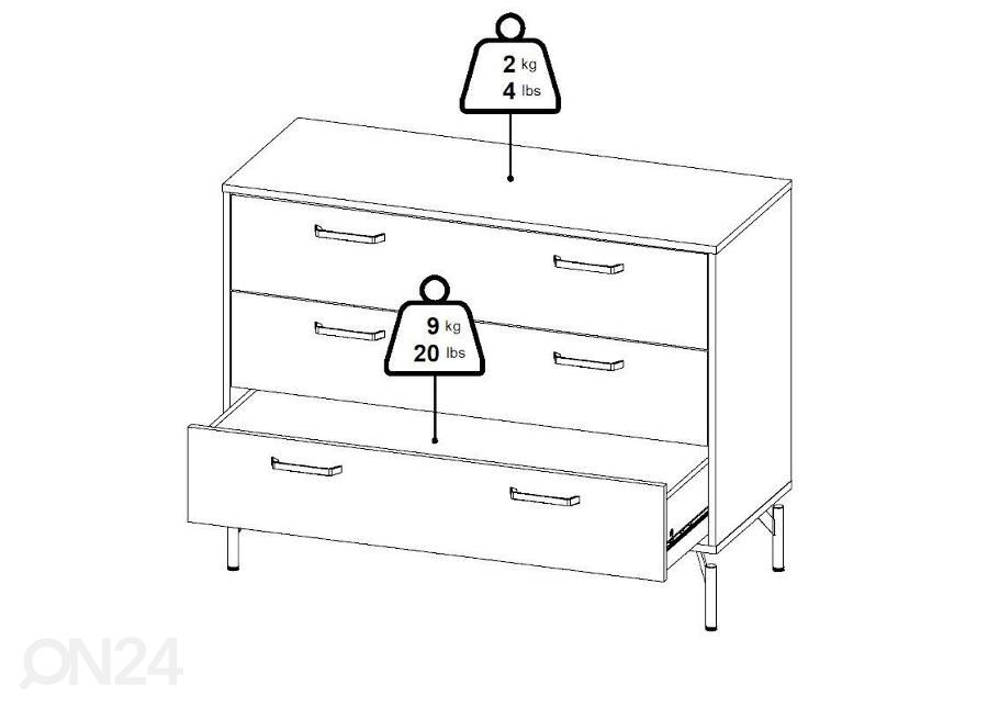 Kummut Dana 98,7 cm suurendatud