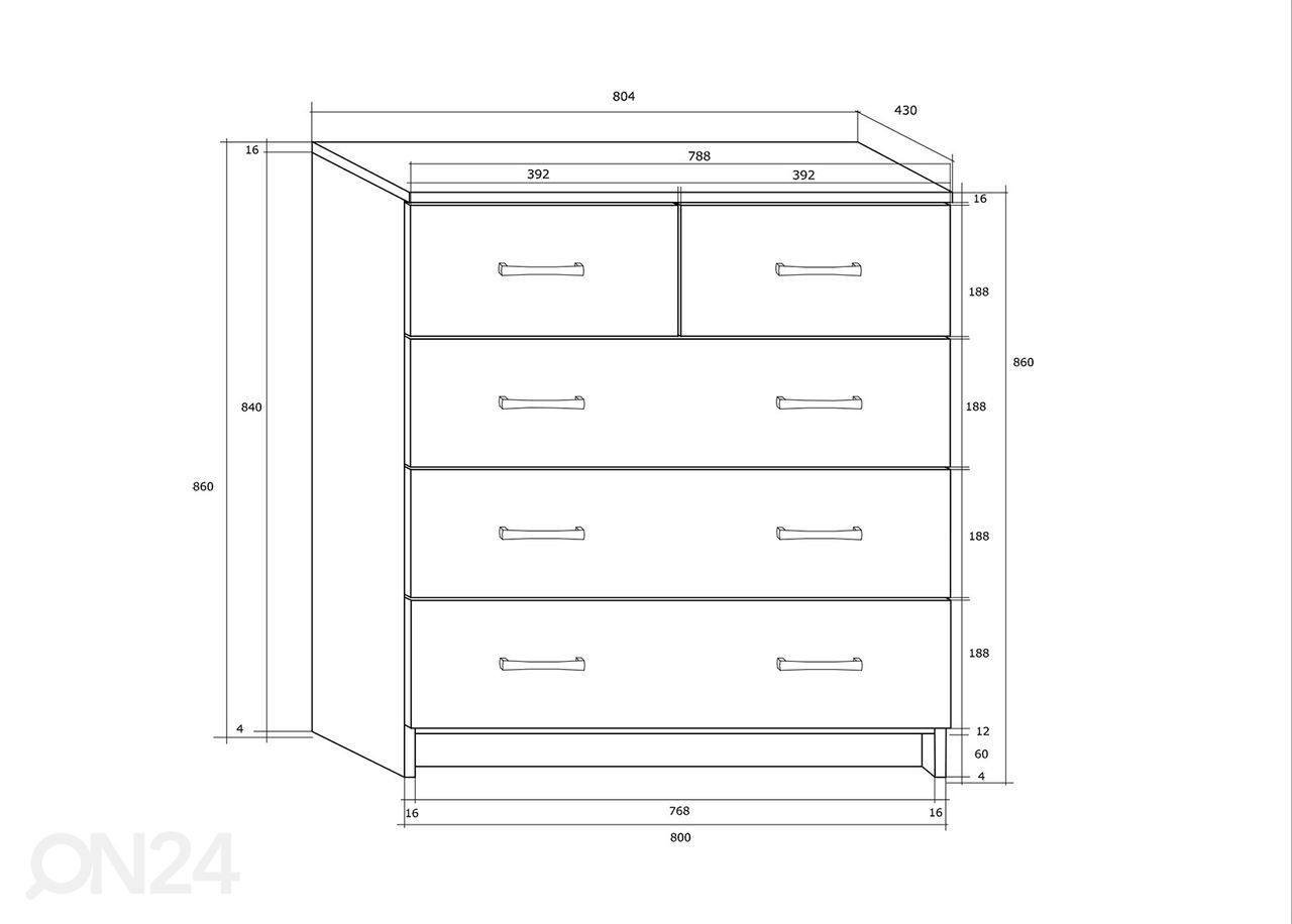 Kummut Drimo 80 cm suurendatud