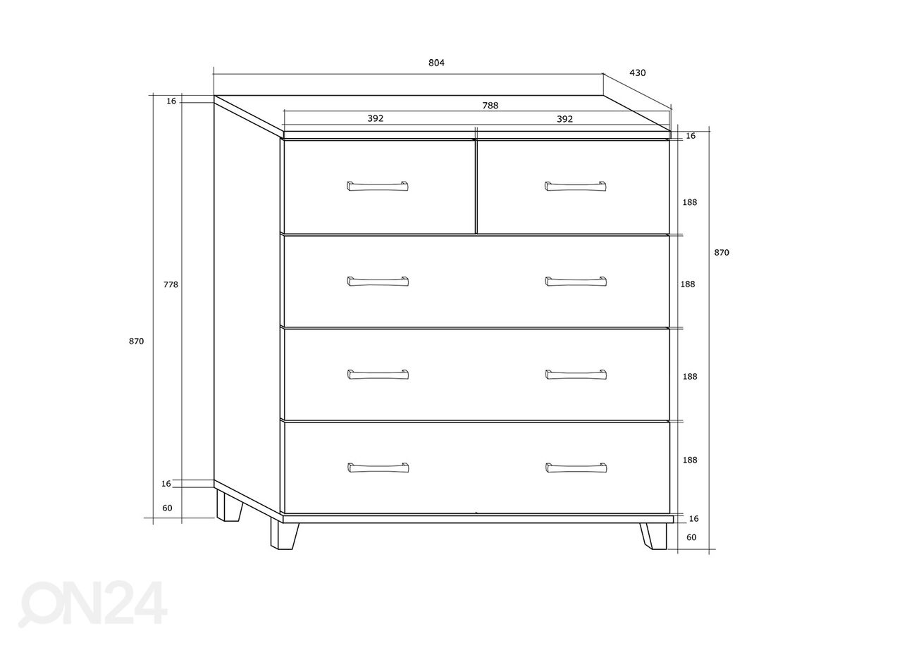 Kummut Drimo 80 cm suurendatud