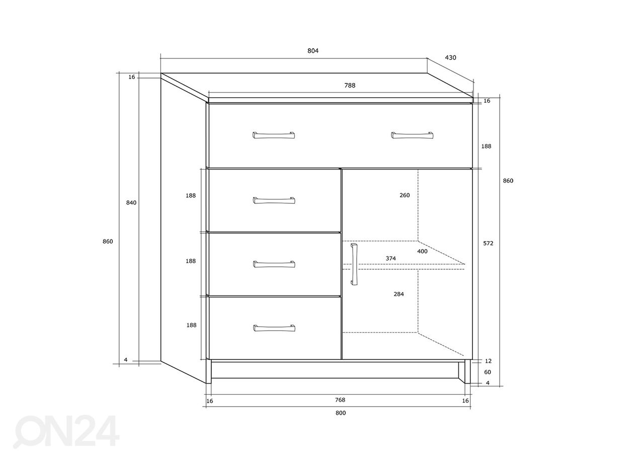 Kummut Drimo 80 cm suurendatud