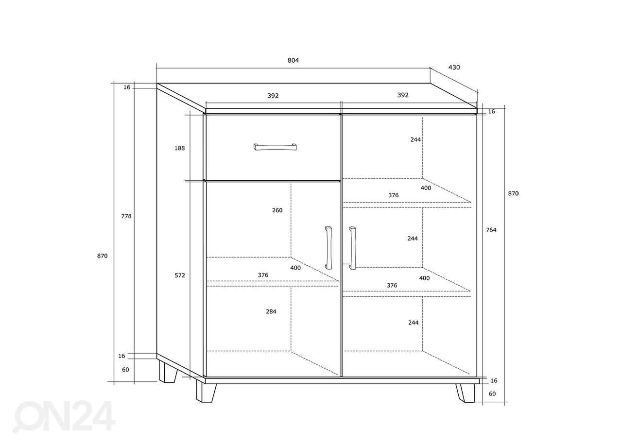 Kummut Drimo 80 cm suurendatud