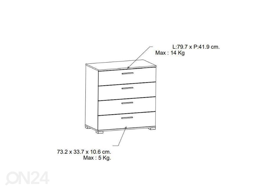 Kummut Izzy 80 cm suurendatud