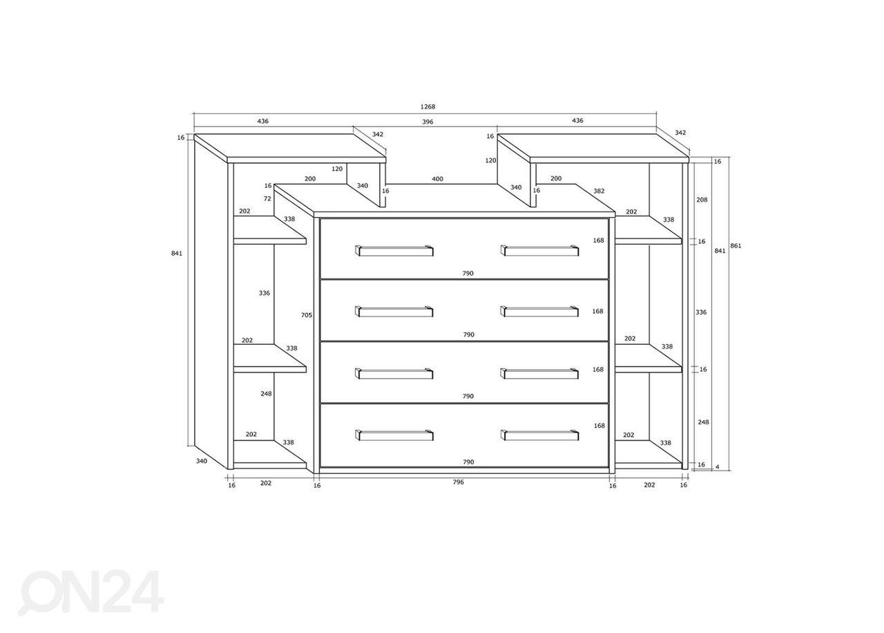 Kummut Macroom 127 cm suurendatud