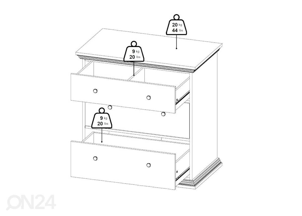 Kummut North 86,3 cm suurendatud