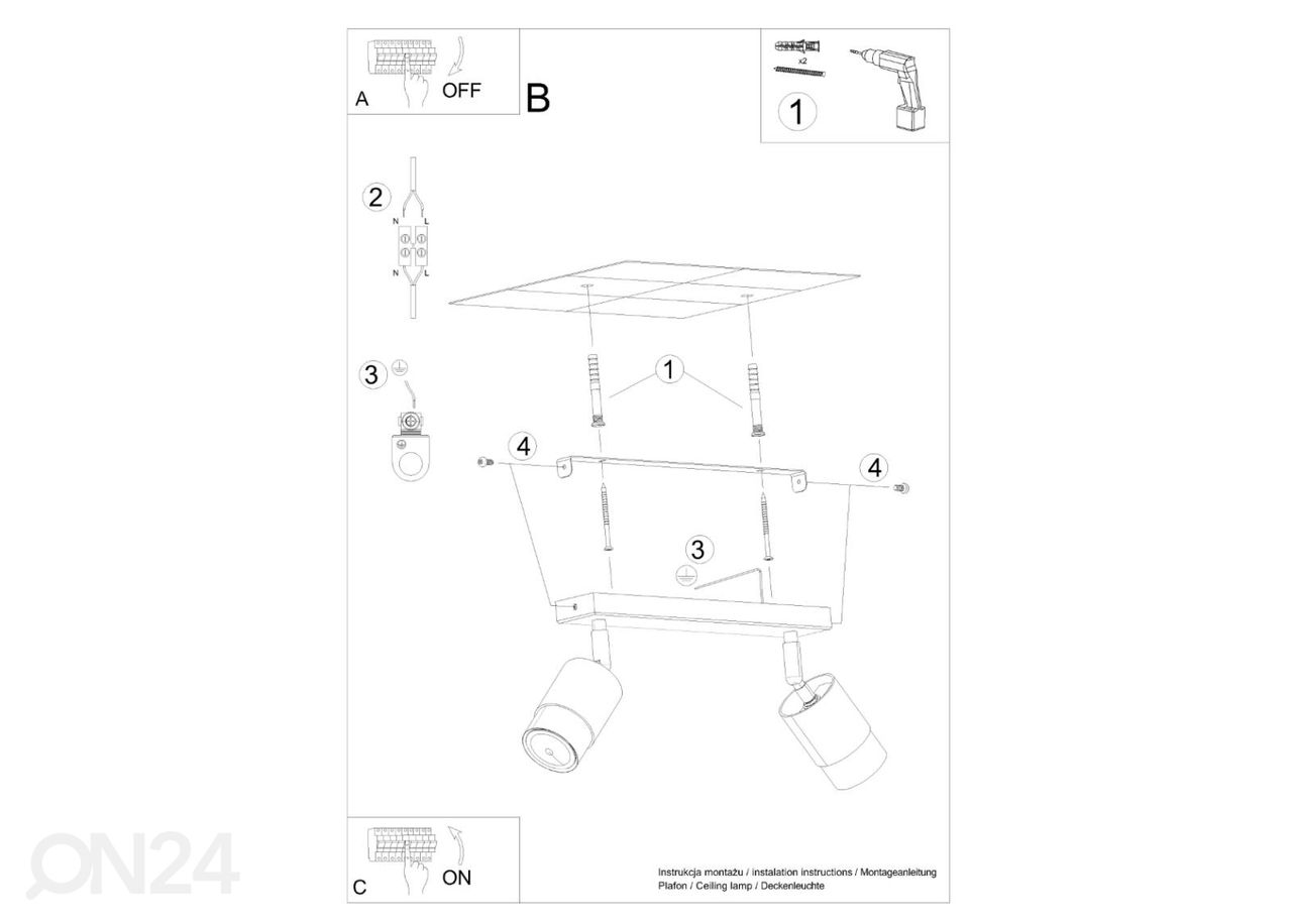 Laelamp Nero 2, must/kroom suurendatud