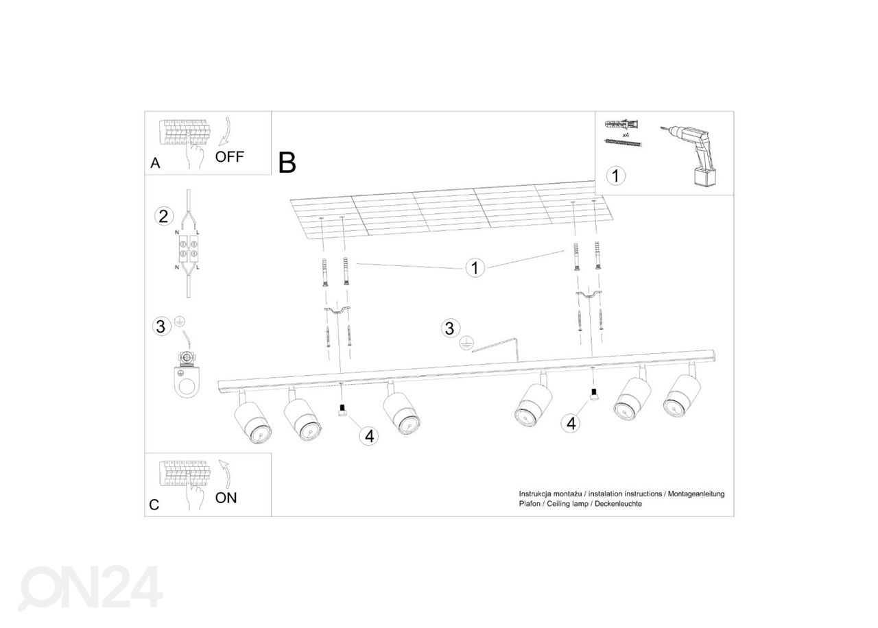 Laelamp Nero 6, must/kroom suurendatud