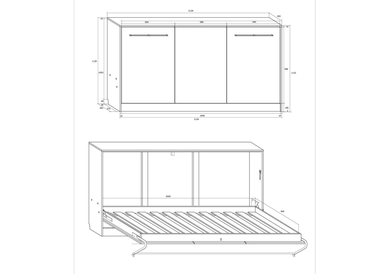 Laste kappvoodi Mac 90x200 cm suurendatud