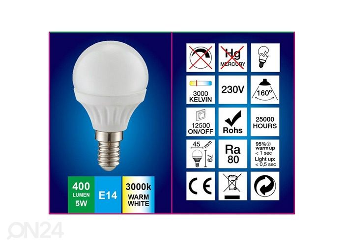LED pirn E14 5 W 4 tk suurendatud