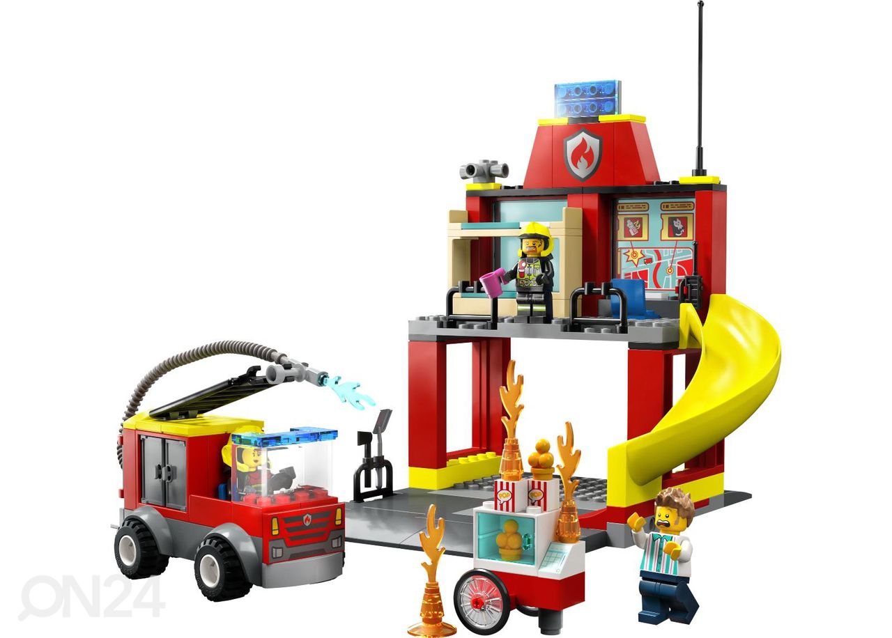 LEGO City Tuletõrjedepoo ja tuletõrjeauto suurendatud