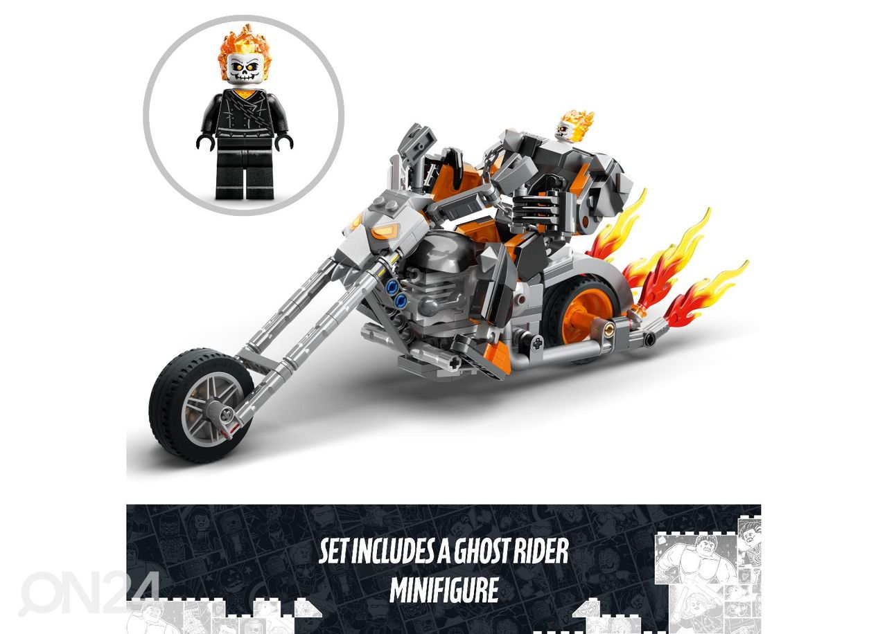 LEGO Super Heroes Ghost Rideri robot ja mootorratas suurendatud