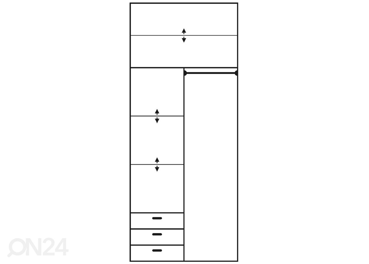 Lükandustega Court riidekapp 100 cm suurendatud