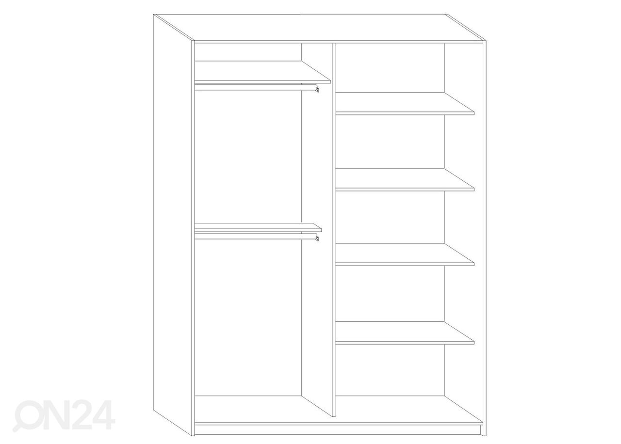 Lükandustega riidekapp 160 cm suurendatud