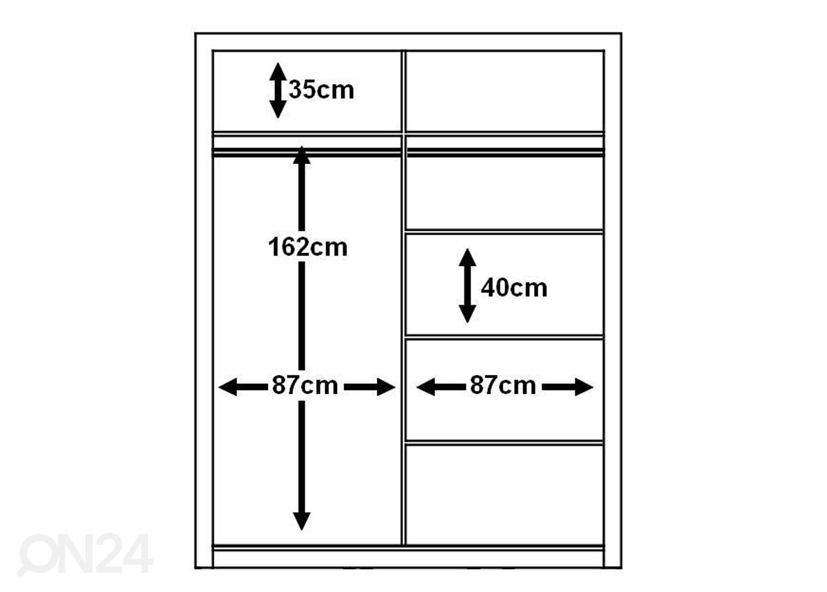 Lükandustega riidekapp 180 cm suurendatud