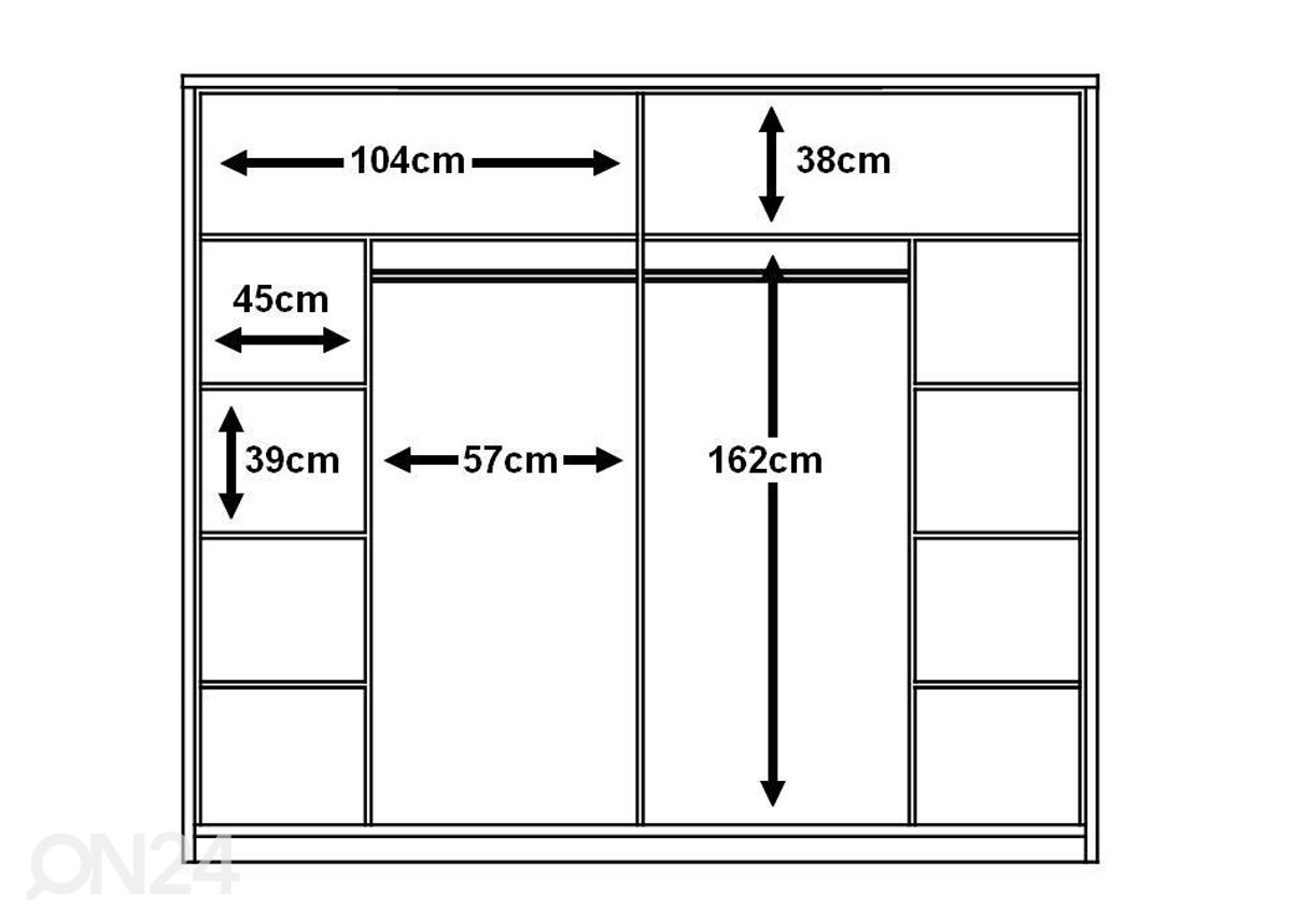 Lükandustega riidekapp 220 cm suurendatud