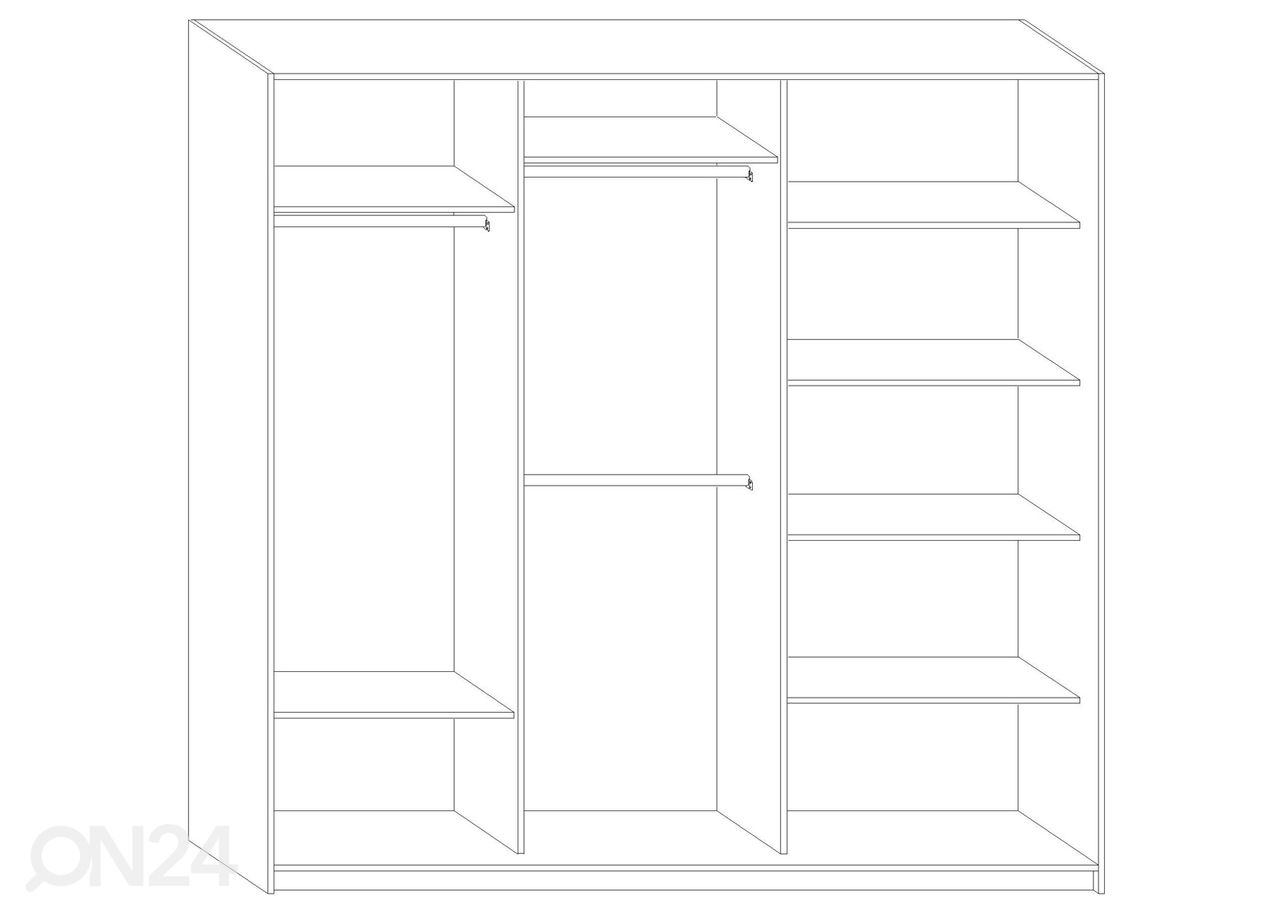 Lükandustega riidekapp 220 cm suurendatud