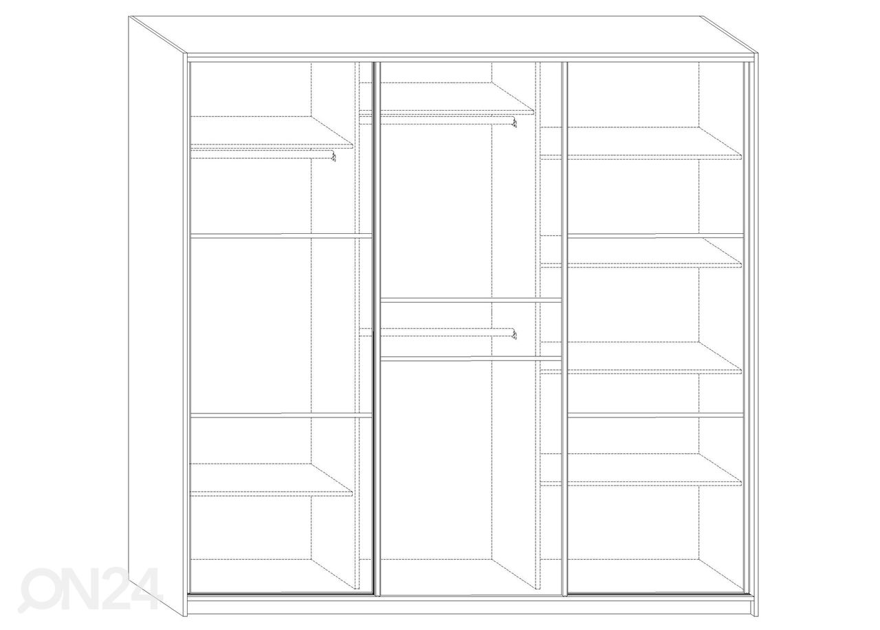 Lükandustega riidekapp 220 cm suurendatud