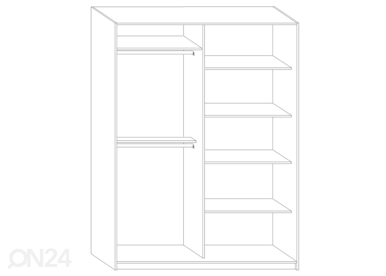 Lükandustega riidekapp Durrus II 160 cm suurendatud