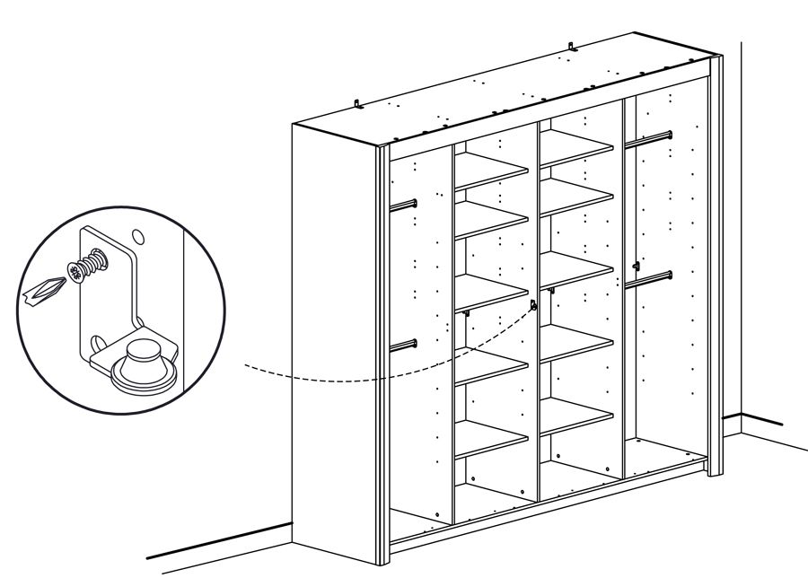 Lükandustega riidekapp Eden 251 cm suurendatud