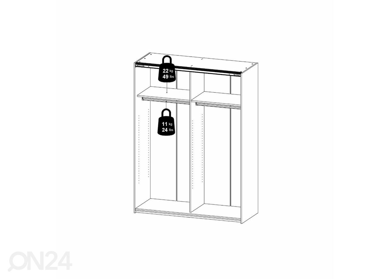 Lükandustega riidekapp Firenze 150 cm suurendatud