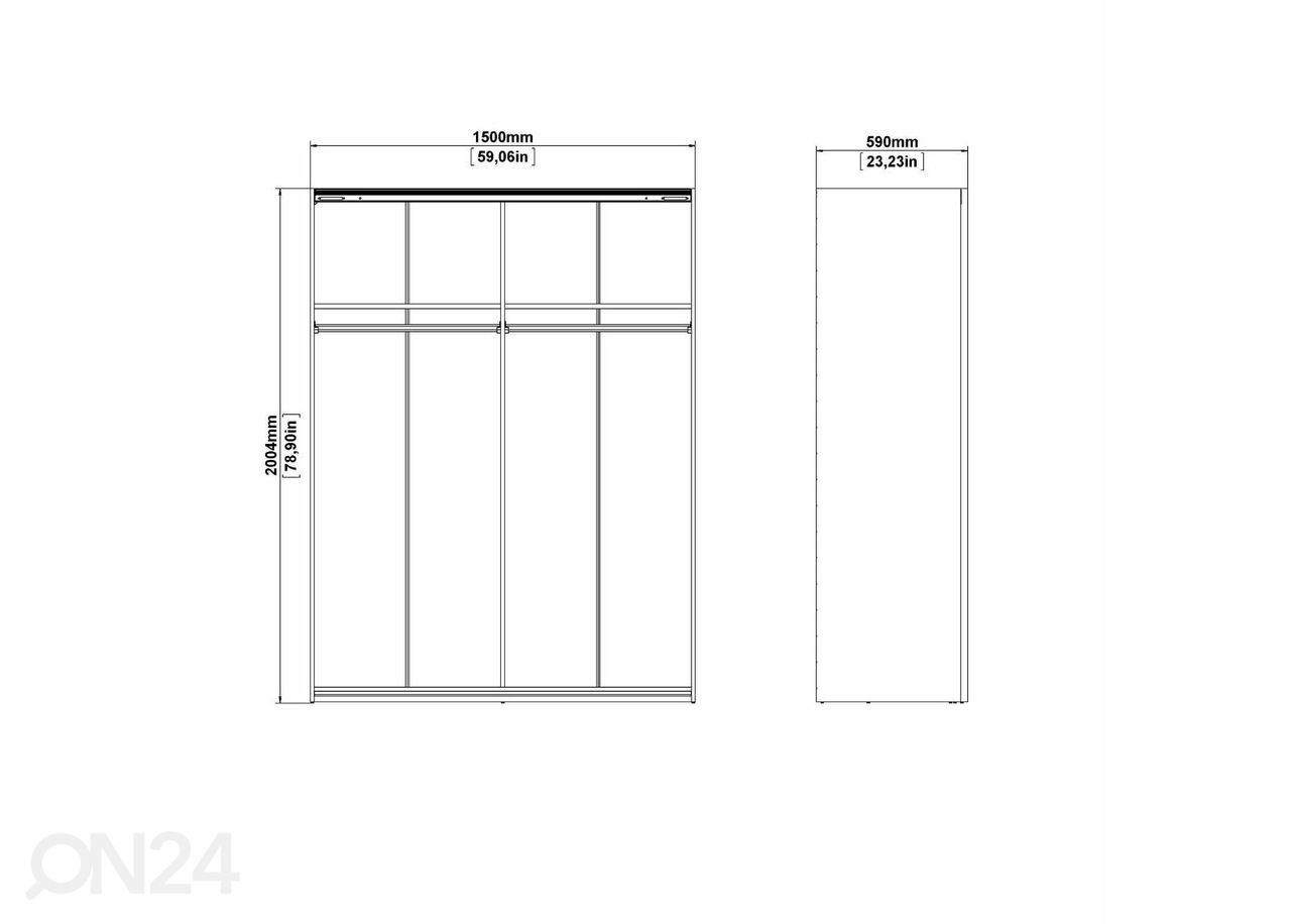 Lükandustega riidekapp Firenze 150 cm suurendatud