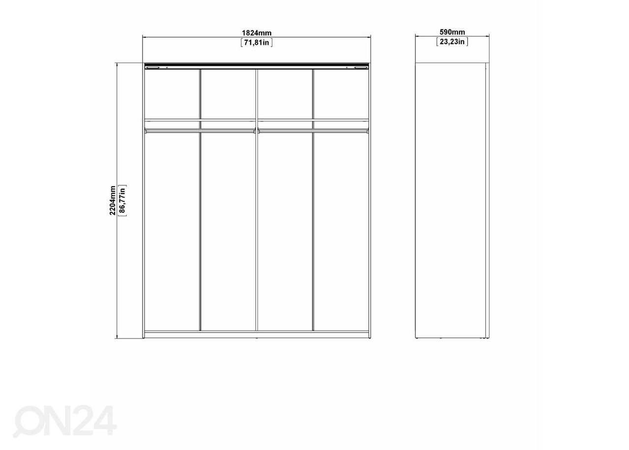 Lükandustega riidekapp Firenze 182 cm suurendatud