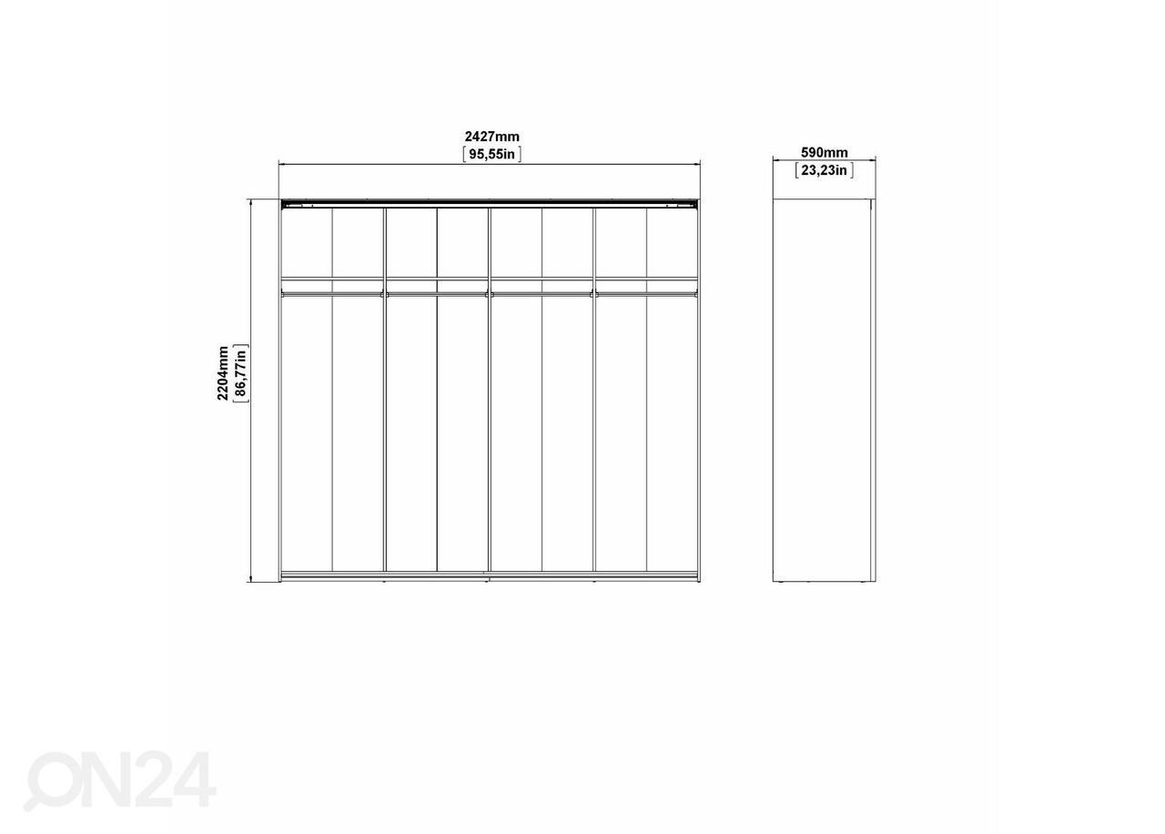 Lükandustega riidekapp Firenze 243 cm suurendatud