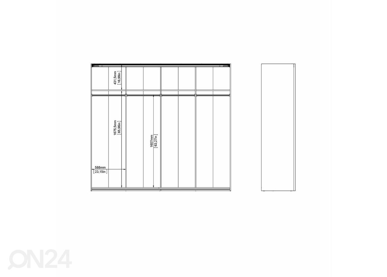 Lükandustega riidekapp Firenze 243 cm suurendatud