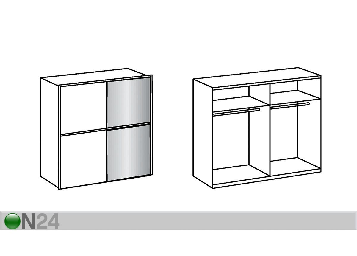 Lükandustega riidekapp Frame 200 cm suurendatud