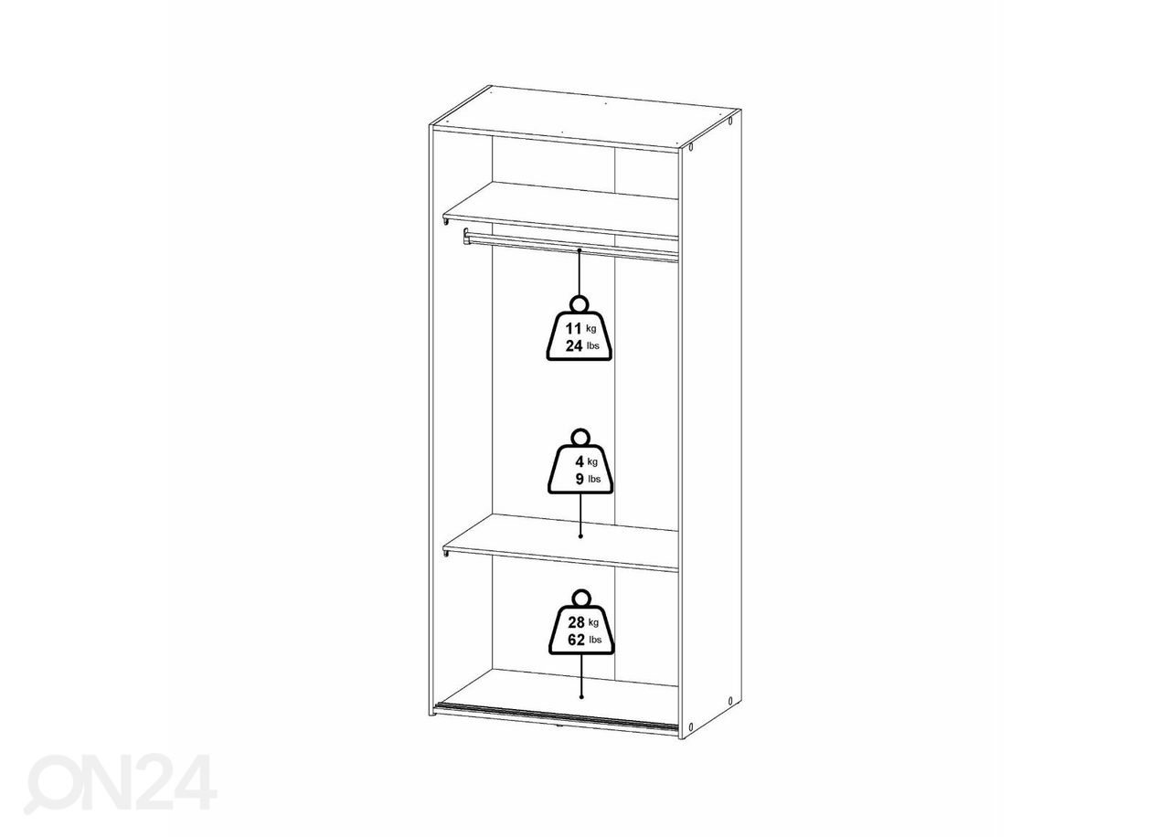 Lükandustega riidekapp Space 78 cm suurendatud