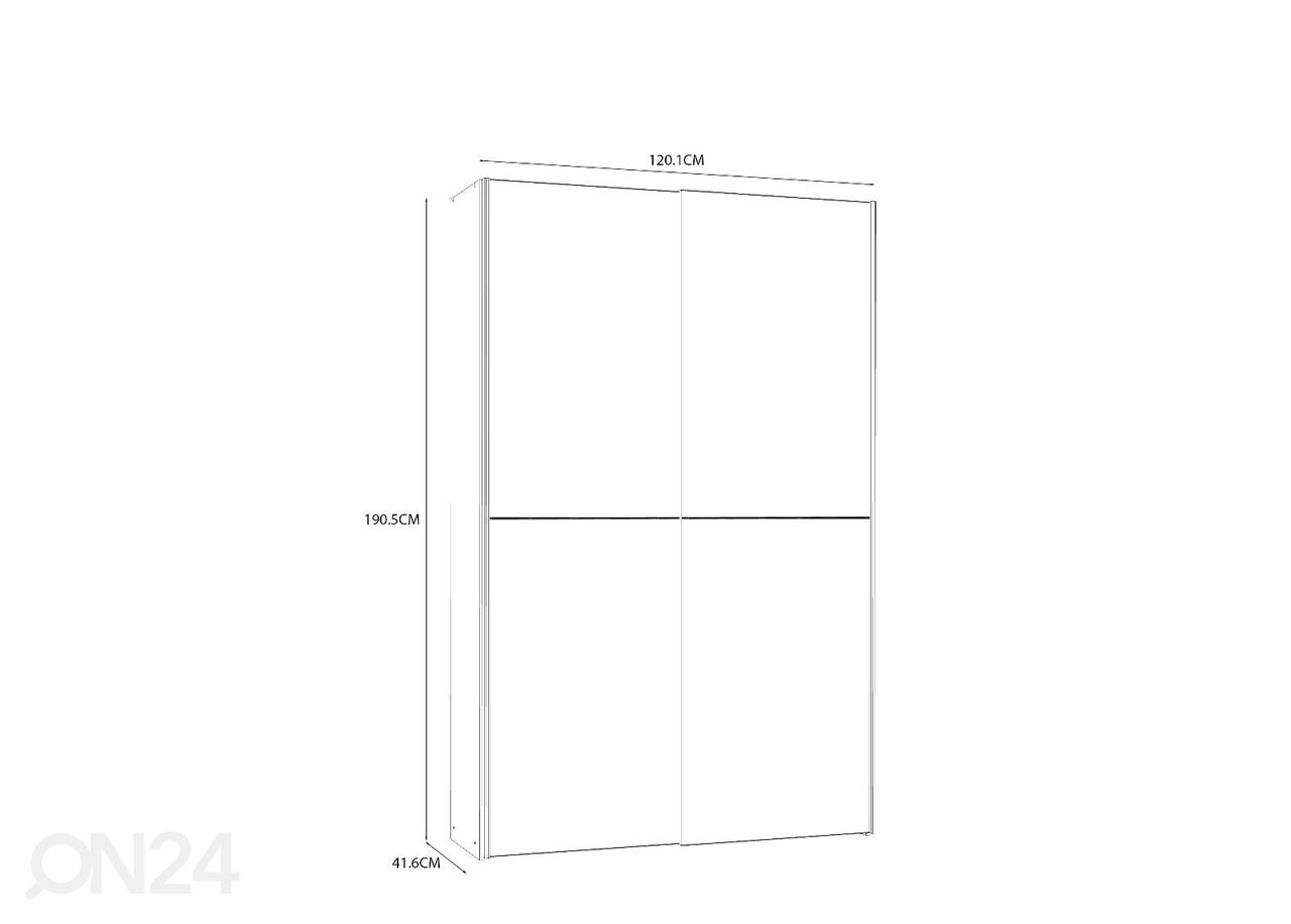 Lükandustega riidekapp Willis 120 cm suurendatud