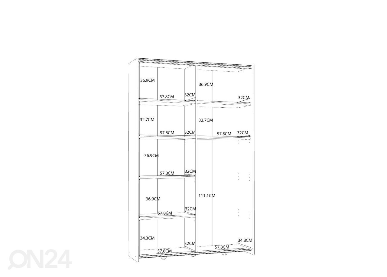 Lükandustega riidekapp Willis 120 cm suurendatud