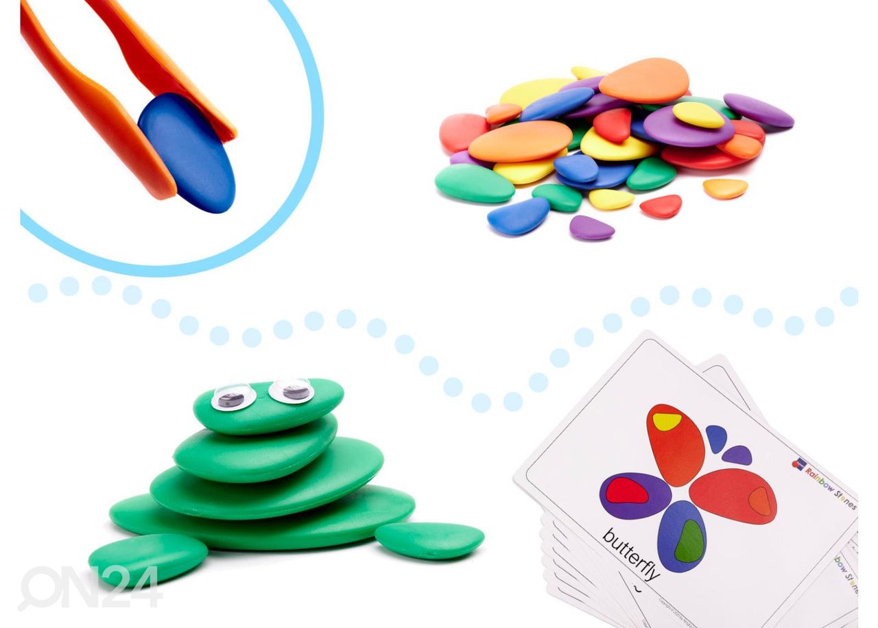 Montessori mäng Värvilised kivid suurendatud