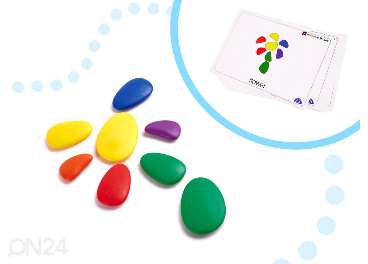 Montessori mäng Värvilised kivid suurendatud