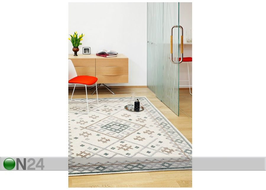 Narma villane käsikootud vaip Palanga grey-beige 160x230 cm suurendatud